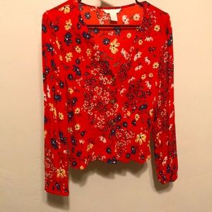 H&M Floral Ruffle FlareTop